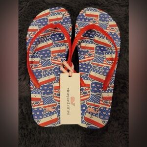 Vineyard Vines Patriotic Whale Flip Flops Size 9/10